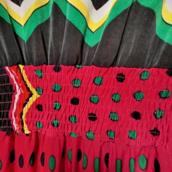 SUMMER Red Maxi Cover up Abstract Print Cap Sleeve Casual Comfy Long Dress - Picture 4 of 13